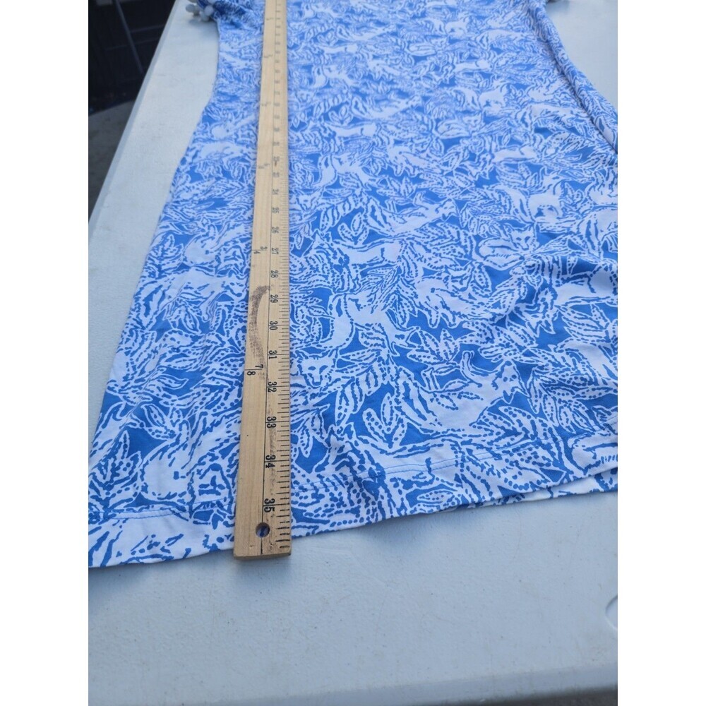 Lilly  pulitzer lissie 100% pima cotton pom pom dress blue white foxes sz M - Picture 8 of 9